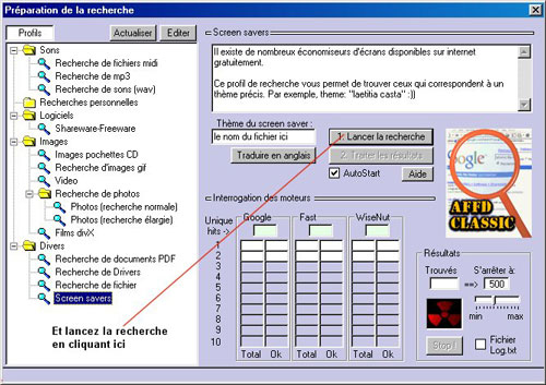 Moteur de recherche d'économiseur d'écran