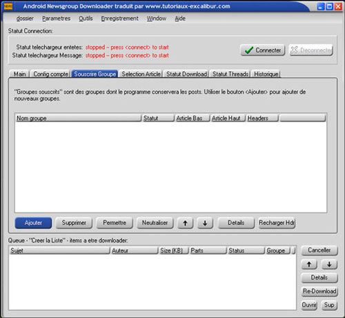 souscrire a un groupe avec Android Newsgroup Downloader