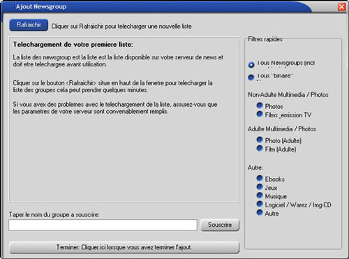 Souscrire a un groupe avec Anfroid newsgroup Downloader