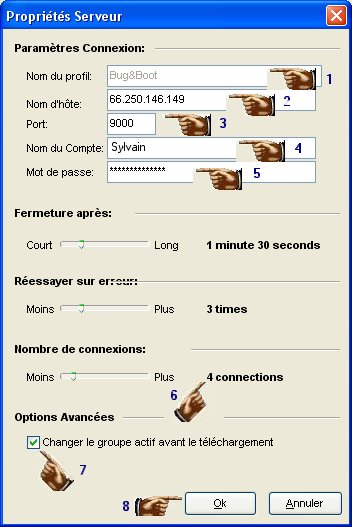 Propriétés serveur de Grabit